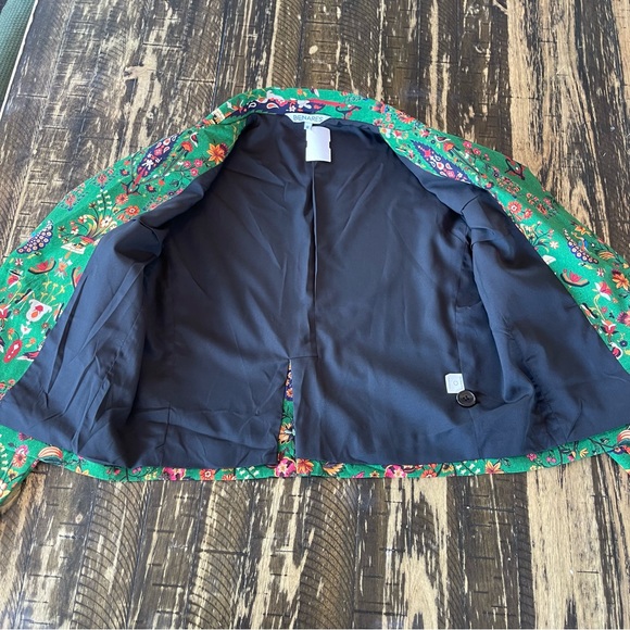 BENARES 💕 Kelly Green Boho Paisley Jacket Blazer Coat - MEDIUM - Picture 17 of 17